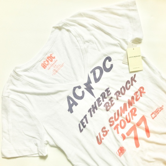 💜 AC/DC - Lucky Brand White Graphic Tee 💜 - Picture 6 of 6